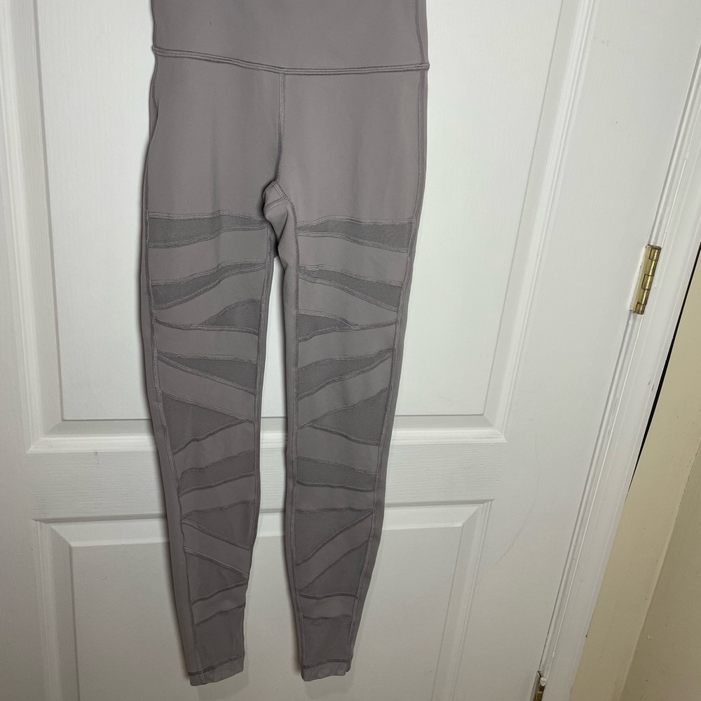 Lululemon Wunder Tech Mesh Leggings Size 4 Gray Women
